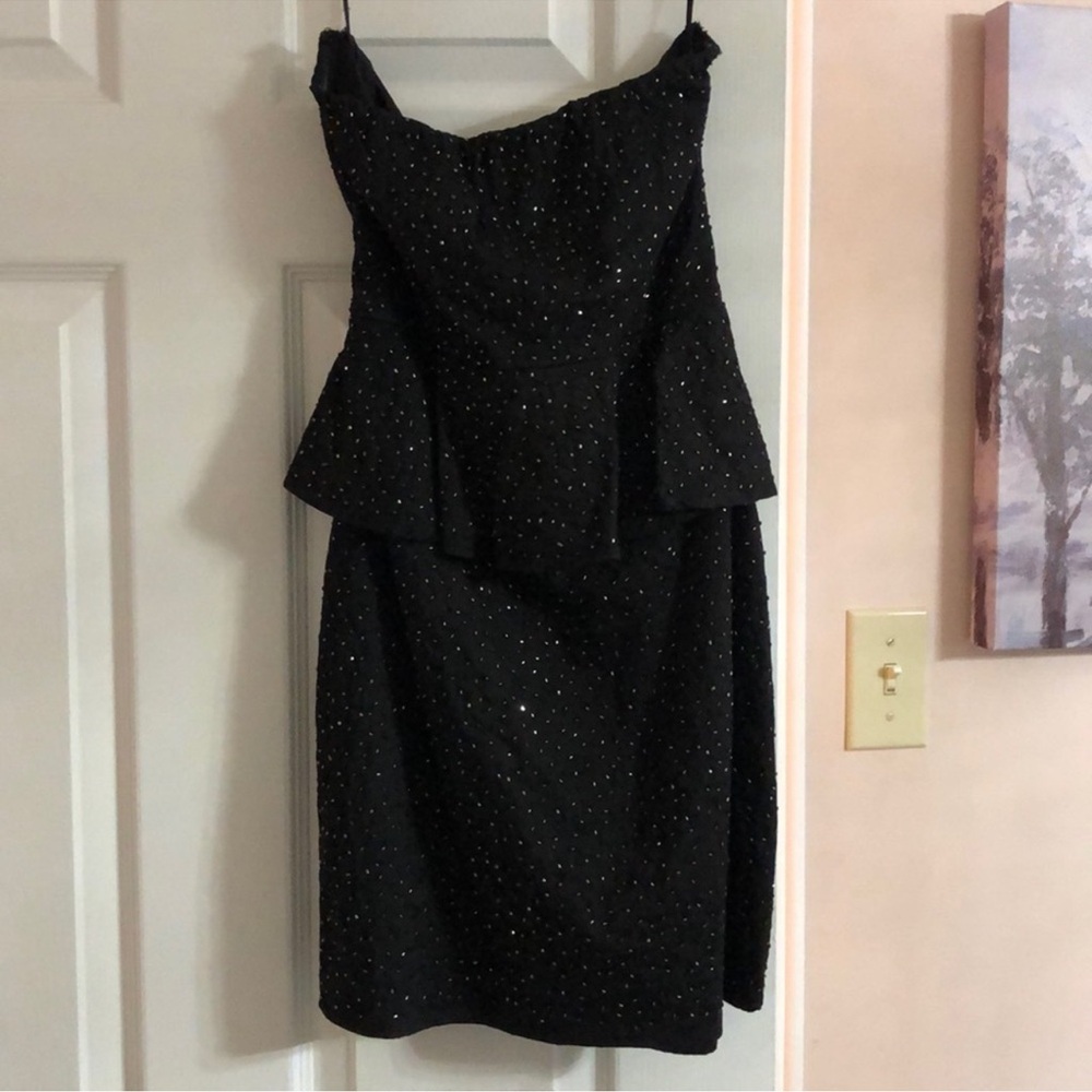 Zara Black Strapless Dress with Silver Accents